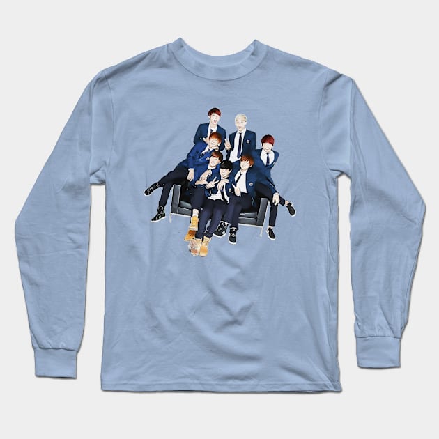 Bangtan Boys Cute Long Sleeve T-Shirt by untumunjepat